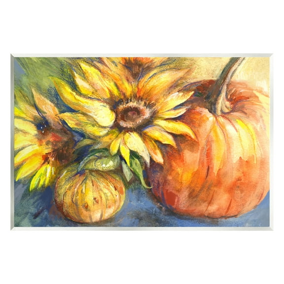 Stupell Industries Fall Sunflowers & Gourds Botanical & Floral Painting Unframed Art Print Wall Art, 15 x 10