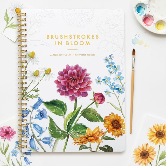 Cuaderno de acuarela ZICOTO con diseños florales para principiantes