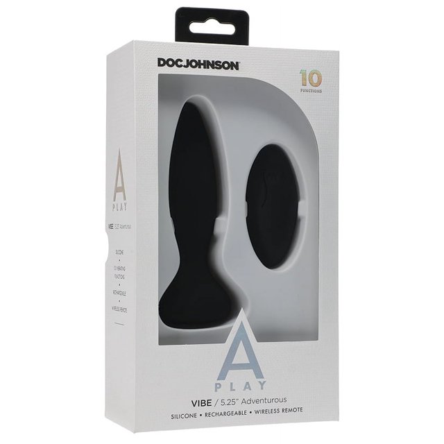 Doc Johnson A-Play Vibe Adventurous Rechargeable Silicone Anal Plug, Black