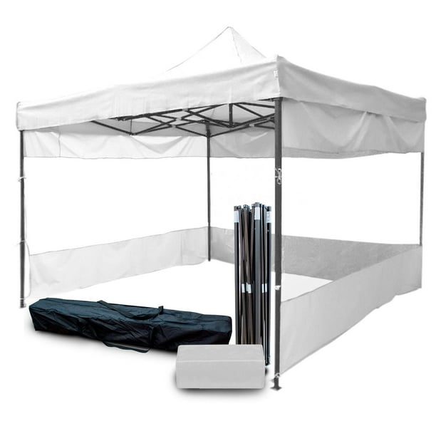 Toldo Carpa Plegable Lona 3x3 M Con Pared Transparente Bolsa blanco KINGSHOUSE