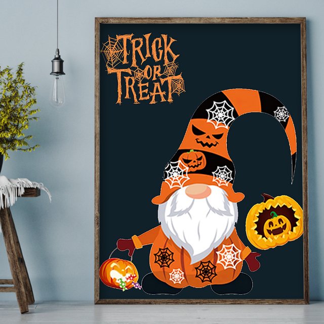 Cuadros Decorativos Kit de dibujo de diamantes de imitación de duende de Halloween de forma redonda de taladro completo DIY 5D Ndcxsfigh Nuevos Originales