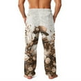 thumbnail image 3 of Fabrcox Christmas Flannel Pj Pants for Men Big and Tall Winter Warm Elastic Waist Fall Winter Pajama Pants with Pockets Casual Loose Cartoon Lounge Bottoms White L, 3 of 5
