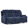 thumbnail image 6 of Ebello Manual Recliner Sofa, Soft Fabric Overstuffed 3-Seat Reclining Couch with Cup Holders for Living Room & Home Theater, Blue, 6 of 10