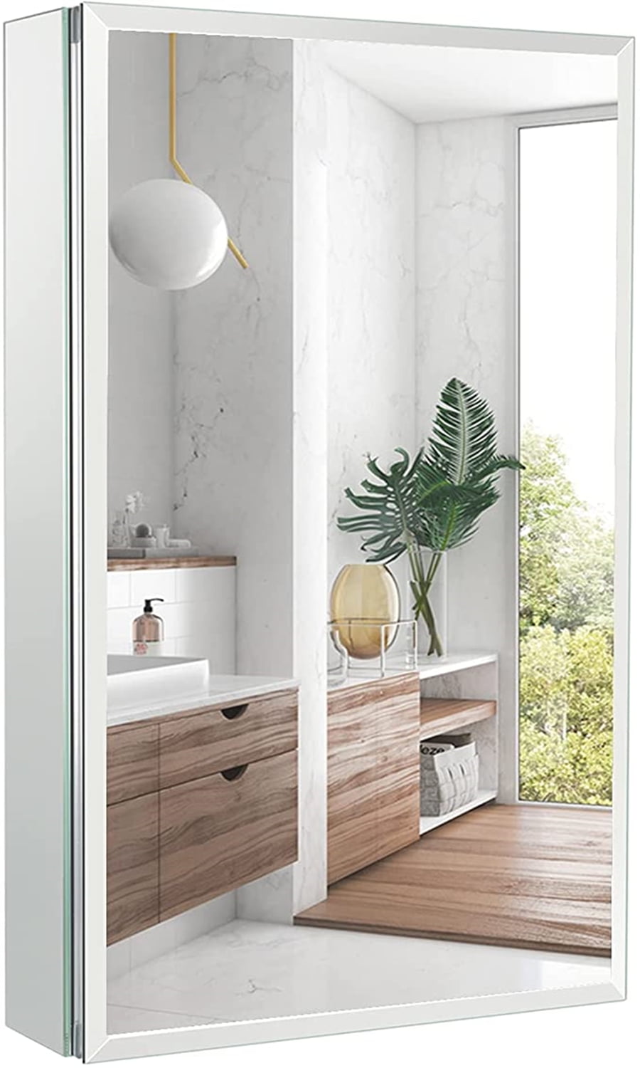 Private Jungle Medicine Cabinet with Mirror,15 Inch x 26 Inch Aluminum Bathroom Mirror Cabinet with Single Door,Adjustable Glass Shelves,Recess or Surface Mount Installation(Silver) Private Jungle Medicine Cabinet with Mirror,15 Inch x 26 Inch Aluminum Bathroom Mirror Cabinet with Single Door,Adjustable Glass Shelves,Recess or Surface Mount Installation(Silver)