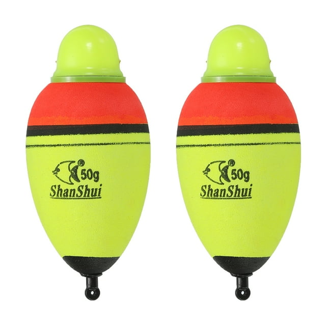 Unique Bargains 1.8oz Lighted Fishing Slip Bobbers EVA Green Red LED Light Up Fishing Float, Yellow, 2 Pack