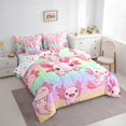 thumbnail image 3 of Feelyou Kawaii Pink Axolotl Bedding Comforter Set 7 Pieces for Teens, Cartoon Stars Galaxy Full Bedding Set, Mystic Rainbow Reversible Fitted Sheet Flat Sheet, Microfiber Bedroom Decor, 3 of 7