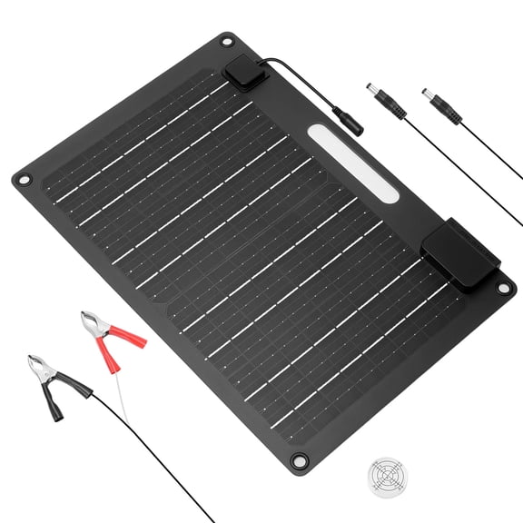 30W 12Volt Solar Trickle Charger Maintainer Kits, Built in Charge Controller, Alligator Clips, 2 USB Port, Portable 24V Solar Panel Car Battery Charger for Car, Motorcycle, Truck, Tractor, Boat