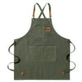 thumbnail image 2 of Waterproof Oxford Cloth Work Apron Heavy Duty Garden Apron with Tool Organizer Pockets and Comfortable Adjustable Straps for Men and Women, Dark Green, 2 of 4