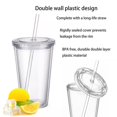 thumbnail image 2 of Vaso de plástico reutilizable, vaso transparente de doble capa con pajita, apto para zumo., 2 of 3