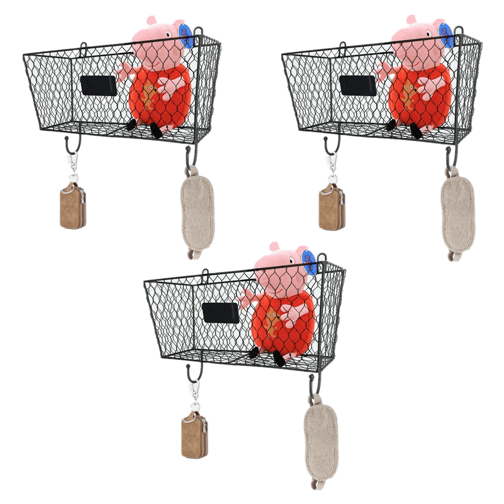 3 Pcs Wall Mounted Mail Organizer Magazine Rack, Hanging Metal Mesh Wall File Holder Letter Folder Organizer with Hooks for Office & Home