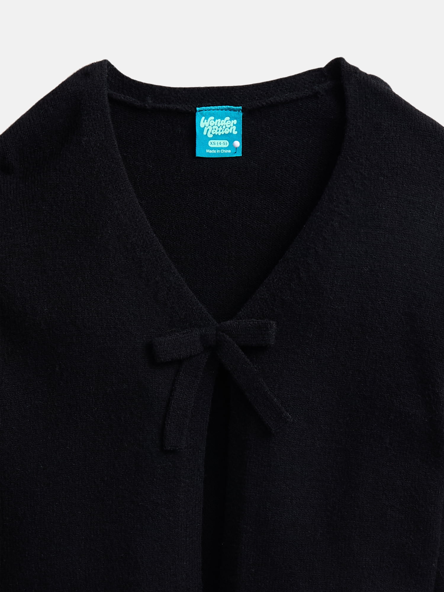 Wonder Nation Girls Bow Front Cardigan with Long Sleeves, Sizes 4-18 & Plus