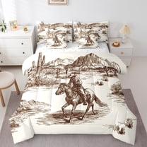 Manfei Western Rustic Farmhouse 7-Piece Twin Bedding Sets,Tropical Desert Cactus Bedding Comforter Set,Farm Animal Horse Sheet Sets For Men Women,Super Cozy Room Decor