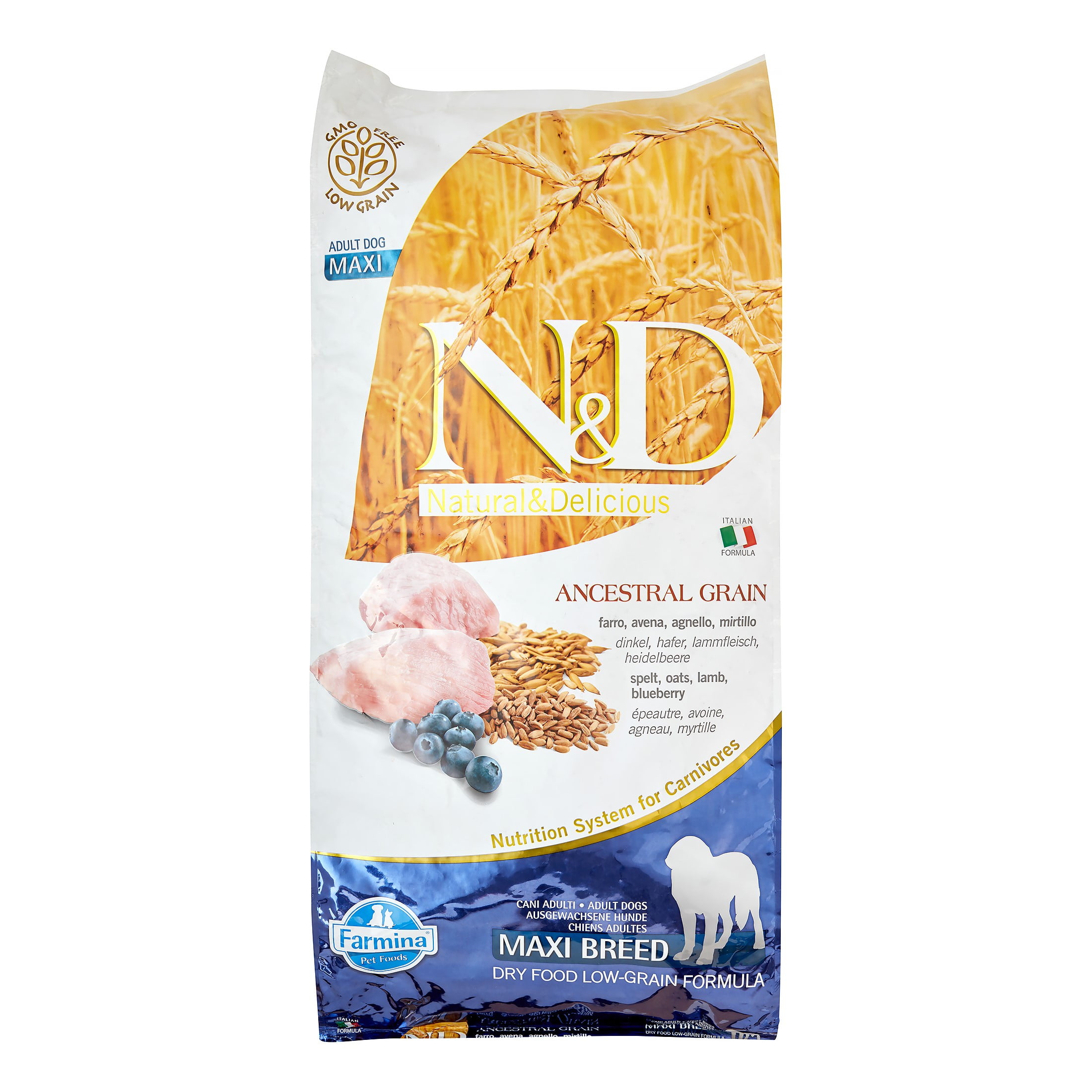 Farmina Natural Delicious Low Ancestral Grain Lamb Blueberry Large Breed Dry Dog Food 26 5 Lb Walmart Com Walmart Com