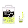 thumbnail image 1 of FISH KING 50PCS High carbon Steel Fishhooks Barbed Fluorescent Fishing Durable Hook Fish Gear Fighting Hook With Eye for Carp, 1 of 7