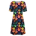 thumbnail image 4 of Vestido Corto para las Mujeres Cuello Redondo Manga Corta Impresa Suéter, Moda Casual Estilo Línea, 4 of 8