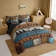 thumbnail image 2 of Erosebridal Multi-Tone Wood Black Camper RV Print Bedding Comforter Set, Rustic Camping King Bedding Sets for Kids Boys and Girls, Black Reversible 7 Pieces, 2 of 6