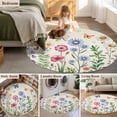 thumbnail image 5 of Round Area Rug 8 Ft, Spring Floral Washable Non-Slip Circle Carpet for Living Room/Bedroom, Pink Blue Flowers Butterfly Farmhouse Collection Low-Profile Large Area Rugs for Indoor, 5 of 7