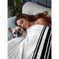 thumbnail image 3 of Black Striped Full Size Flat Sheet, Wrinkleproof & Fadeproof Cooling Flat Bed Sheet Only, Modern White Striped Abstract Art Aesthetics Breathable Soft Bedding Top Sheets 81 x 96 Inches, 3 of 8