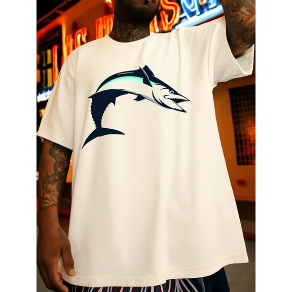 Marlin Graphic Tee fishing print graphic t shirts men's 180G 100% Cotton white Everyday and weekend wear fabrics for a casual, sporty look, T-shirts for everyday comfort fishing for men funny for 6