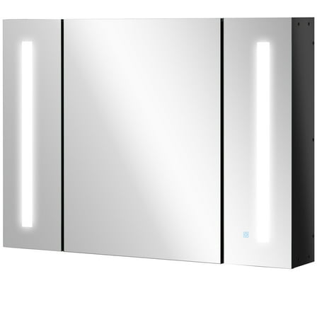 kleankin LED Lighted Medicine Cabinet with Mirror, 35.5"W x 25.5"H Wall Mounted Bathroom Cabinet