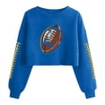 thumbnail image 2 of Cropped Sweatshirt for Women Football Graphic Crewneck Long Sleeve Drop Shoulder Loose Fit Game Day Clothes Sporty Fashion Short Length Top, 2 of 5
