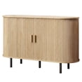 thumbnail image 6 of ROGALIS 40" Sliding Tambour Door Buffet Cabinet, Sideboard with Adjustable Shelves for Kitchen Living Room Hallway Entryway, Oak, 6 of 6