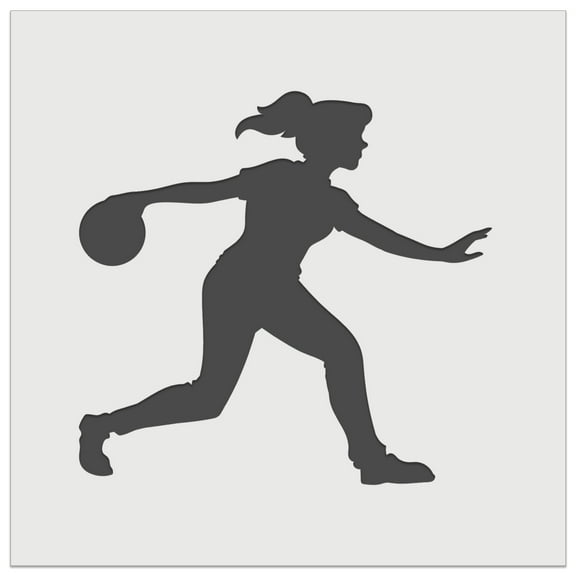 Woman Bowler Bowling Ball Side View DIY Cookie Wall Craft Stencil - 5.5 Inch