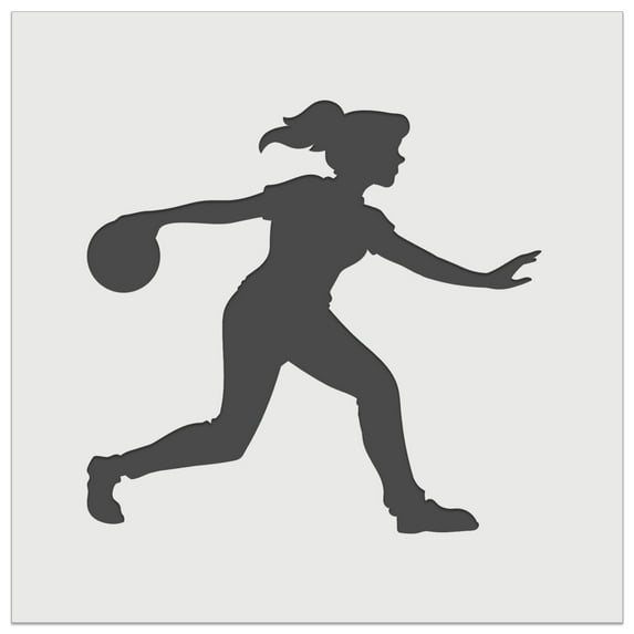 Woman Bowler Bowling Ball Side View DIY Cookie Wall Craft Stencil - 11.5 Inch
