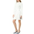 thumbnail image 4 of INSPIRE CHIC Women's Polka Dots Long Sleeve A Line Button up Belted Shirt Dress M White, 4 of 6