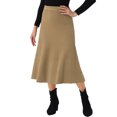 thumbnail image 4 of INSPIRE CHIC Women's Ribbed Knit A-Line Skirts Elastic High Waist Stretchy Sweater Midi Skirt S Dark Khaki, 4 of 6
