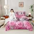 thumbnail image 4 of Castle Fairy Tiger Wildlife 3 Pieces Queen Comforter Set for Female Men Women,Pink Rose Flower Ultra Soft Bedding Sets,Woodland Animal Bedding Comforter Set Breathable,Ultra Soft Home Decor, 4 of 8