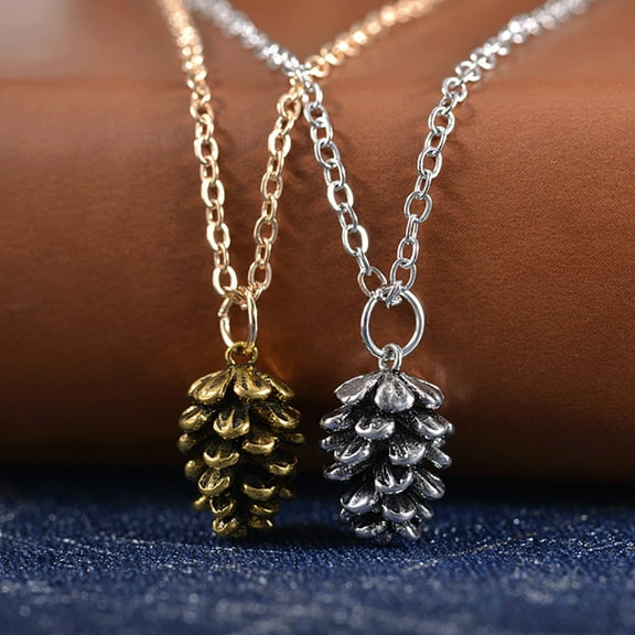 AYYUFE Vintage Women Pine Cone Shape Pendant Thin Chain Necklace