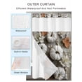 thumbnail image 2 of No Hook Cloth Fabric Shower Curtain with Snap in Liner, White Pumpkin Fall Waterproof Shower Curtains Set with See Through Top Window, Thanksgiving Botanical Floral Bath Curtains Shower 72"x84", 2 of 6