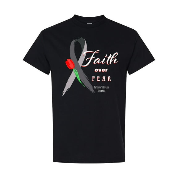 Inktastic Faith over Fear Parkinson's Awareness with Red Tulip T-Shirt
