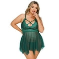 thumbnail image 5 of Plus Size Lingerie, CaiDieNu Lingerie for Women Plus Size, Sexy Lingerie Low Back Lace Mesh Chemise - Green 4XL, 5 of 5