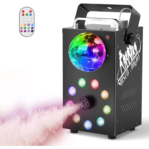 Fog Machine Smoke Machine 700W with 9 LED Disco Lights, 3500 CFM Smoke, Wireless Remote & Preheating Light for Christmas Wedding