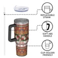 thumbnail image 4 of 40oz Pioneer Flower Floral Print Pattern Insulated Tumbler with Handle, BPA-Free Leak Proof Lid and Straws, Double Wall Vacuum, Hot 12h/Cold 34h, 4 of 6