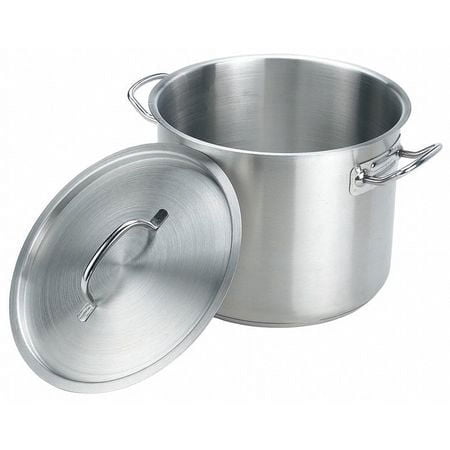 Stock Pot w/Cover, 12 qt, 12-1/2 In., SS