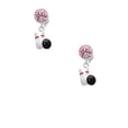 thumbnail image 2 of Delight Jewelry Silvertone Bowling Pins with Bowling Ball Pink Crystal Clip on Earrings, 2 of 5