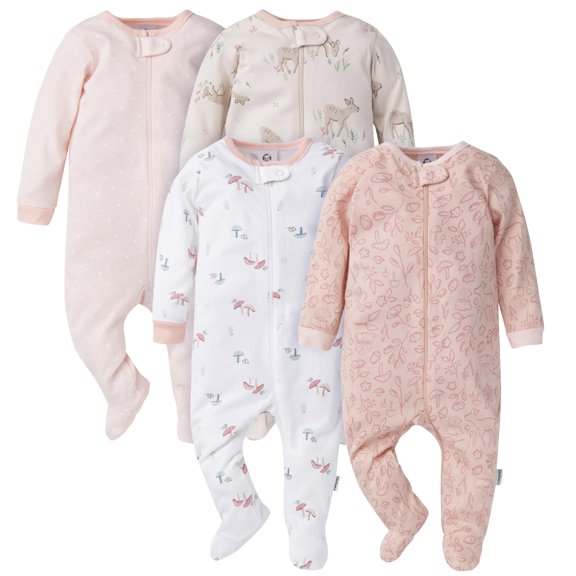 Pijamas Gerber Paquete de 4 para Bebés Niñas Sleep N Play 3-6M