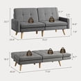 thumbnail image 2 of 180 cm Sofá Cama Moderno, Futón con Respaldo Ajustable, Reposabrazos Extraíble para Mayor Longitud, 6 Patas de Madera, 2 Barras de Soporte de Metal, Sala de Estar, Gris Oscuro, 2 of 8