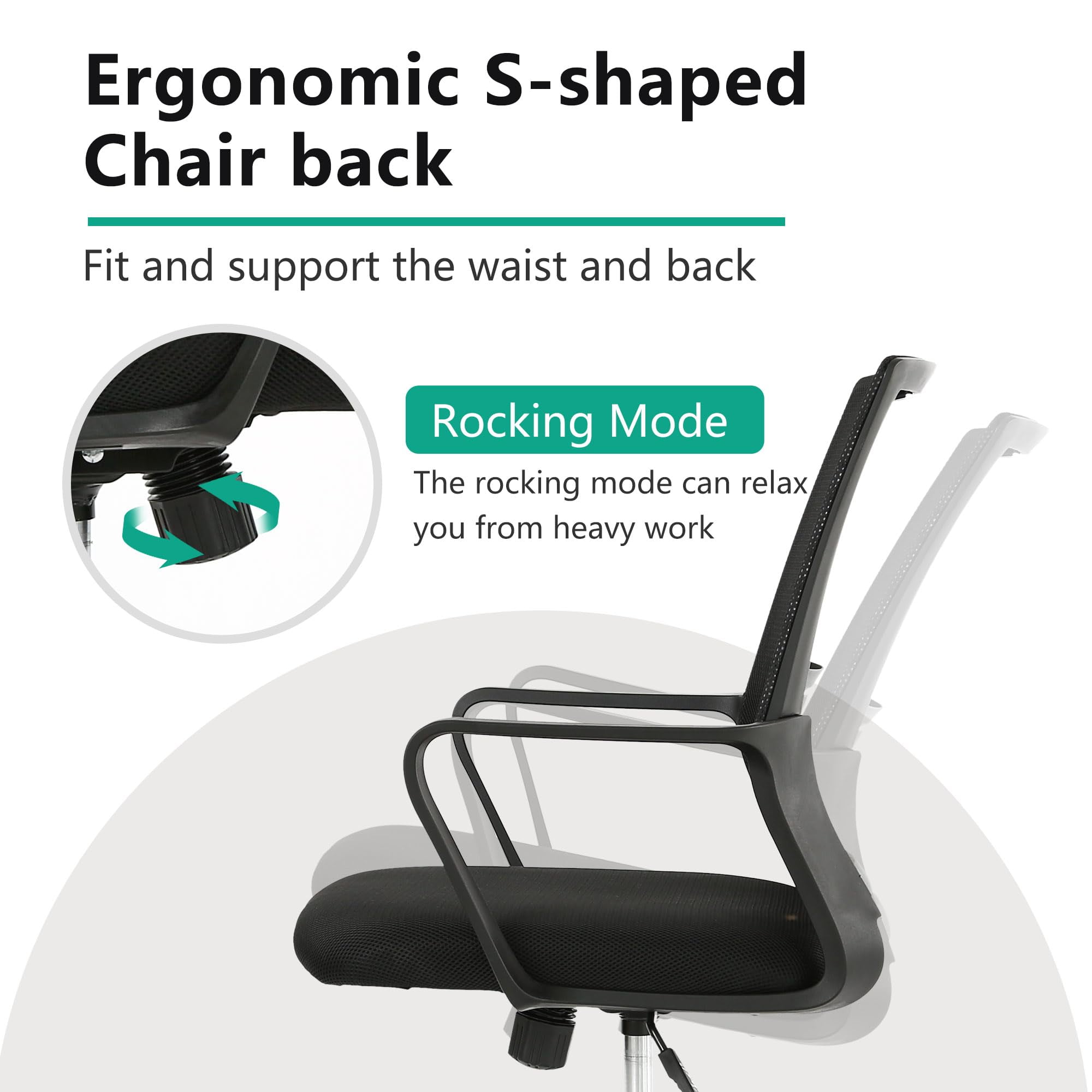 PayLessHere Adult Mesh Indoor Gaming and Office Ergonomic and Lumbar Support Gaming Office Chair, Black