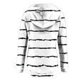 thumbnail image 6 of Jinhomg Trendy Striped Sweatshirt for Women Lightweight Comfy Long Sleeve Button Collar Pullovers Fall Casual Loose Drawstring Hoodies with Pocket Prime Day 2025 White M, 6 of 7