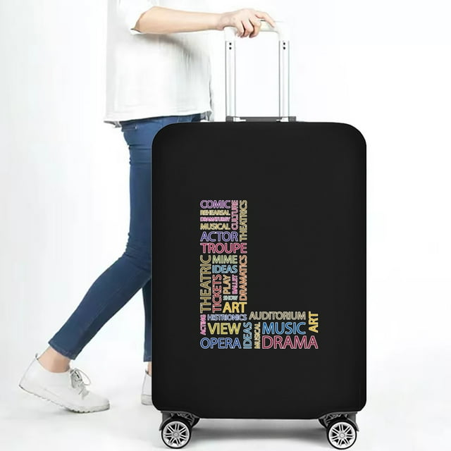 Stretch Luggage Cover Suitcase Covers Text Letter Printed Travel Accessories Printed Dust Cover 18''-28'' Inch Protective Case 8text L S