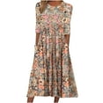 thumbnail image 2 of Patlollav Womens Summer Casual Round Neck Half Sleeve Floral Print Dresses with Pocket, 2 of 6
