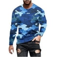 thumbnail image 3 of Jinhomg Mens Camouflage Shirts Big and Tall Comfy Long Sleeve Crew Neck Blouses Slim Fit Spring Outdoor Athletic Tops Sportswear 2025 Saving Blue XL, 3 of 6