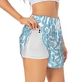 thumbnail image 3 of Lsque Blue Snake Printed Women's Running Shorts with Liner Pockets,Elastic Quick Dry Workout Athletic Gym Yoga Shorts,Womens High Waist Shorts-Small, 3 of 9