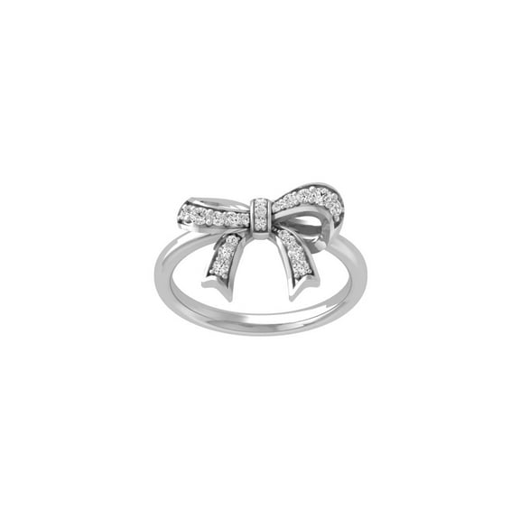 ARAIYA FINE JEWELRY Sterling Silver Round-Shape Lab Grown Diamond Bow Knot Ring (1/5 Cttw, D-F Color, VS1 Clarity) Size 5.5
