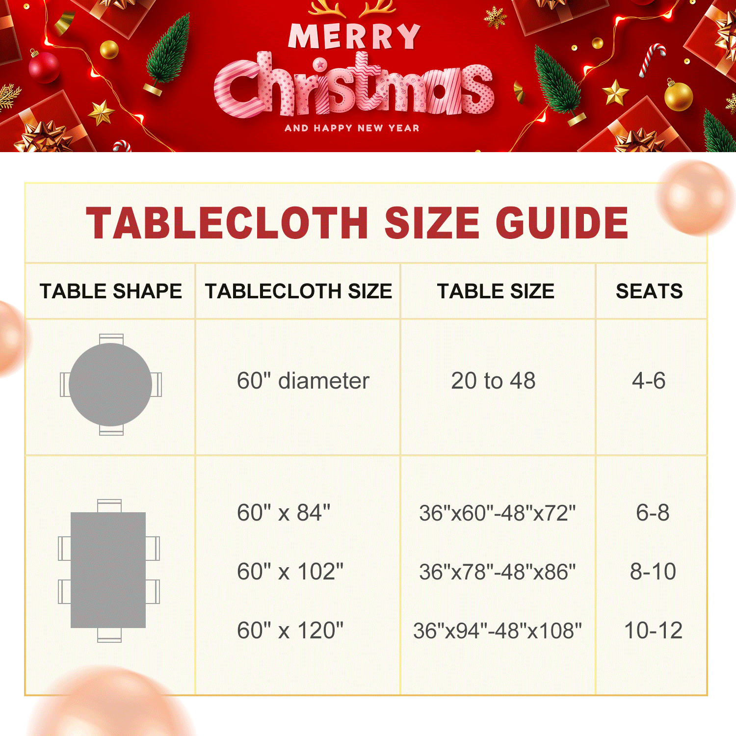 Lushvida Christmas Snowflake Tablecloth, 60" x 84" Rectangle photo 5