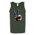 thumbnail image 2 of Wild Bobby, American Flag Peace Sign Hand Pop Culture Mens Graphic Tank Top, Forest Green, 3XL, 2 of 3